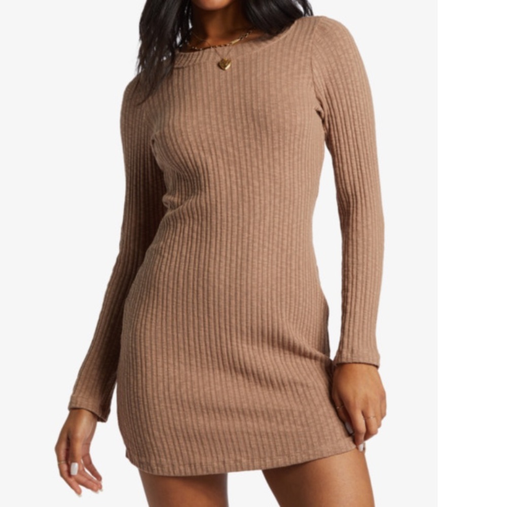 Mini Dress Head Turner Ribbed Knit Billabong Sweet Earth Color NWT Med or Large